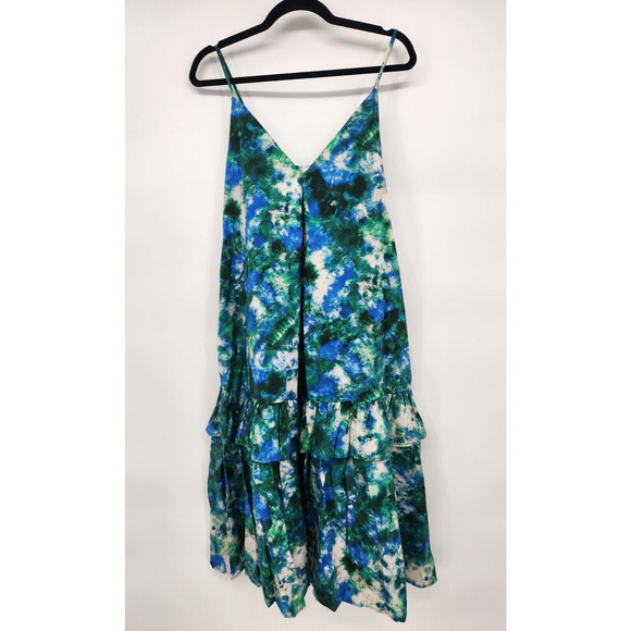 NWT Anthropologie Corey Lynn Calter V-Neck Ruffle Midi Dress Sz XS Blue #9M409 - Picture 2 of 8